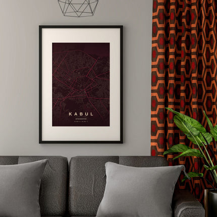 Kabul Map Art Print - Alternative Angle View
