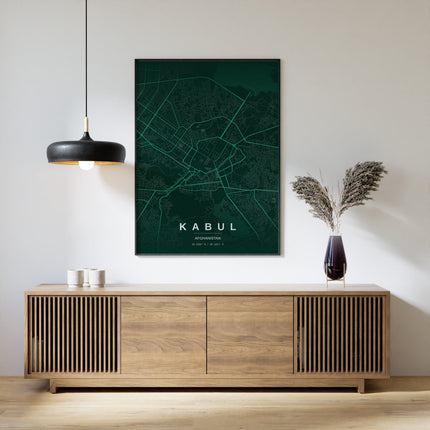 Kabul Map Art Print - Alternative Angle View