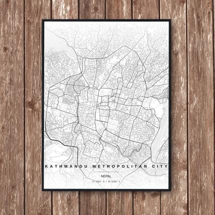 Kathmandu Map Art Print - Wall Print | Personalised Gift