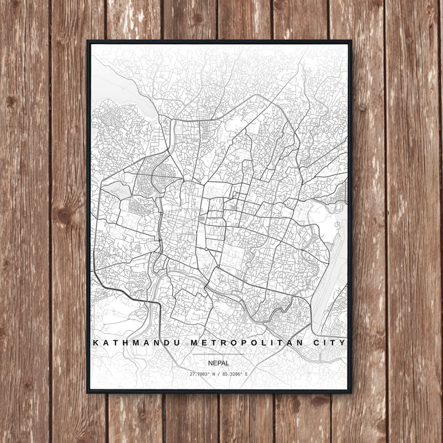 Kathmandu Map Art Print - Wall Print | Personalised Gift