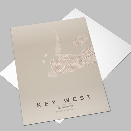 Key West Map Art Print - Alternative Angle View