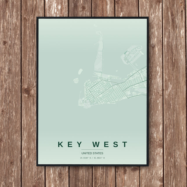 Key West Map Art Print - Wall Print | Personalised Gift