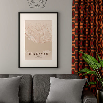 Kingston Map Art Print - Close Up Detail View