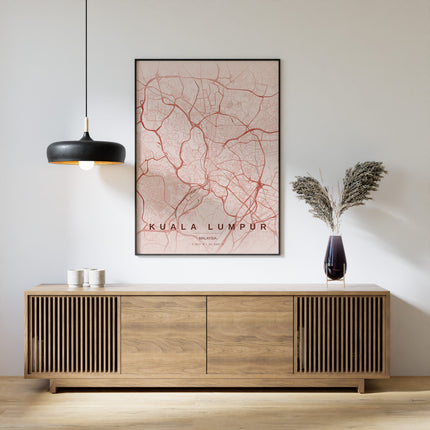 Kuala Lumpur Map Art Print - Lifestyle Room Setting