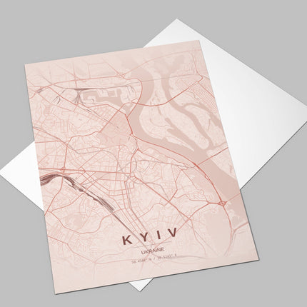 Kyiv Map Art Print - Close Up Detail View