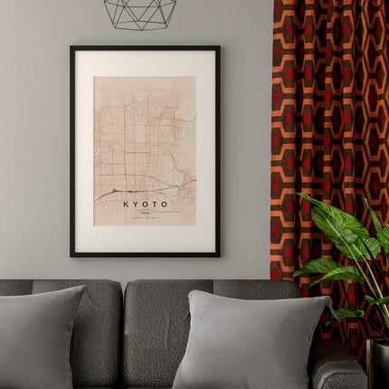 Kyoto Map Art Print - Close Up Detail View