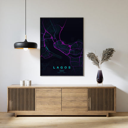 Lagos Map Art Print - Alternative Angle View