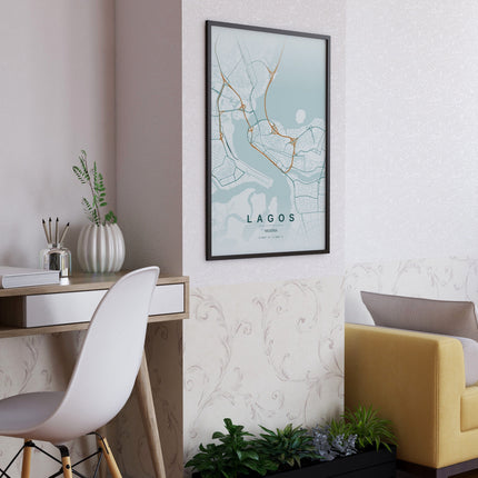Lagos Map Art Print - Lifestyle Room Setting