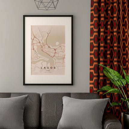 Lagos Map Art Print - Close Up Detail View