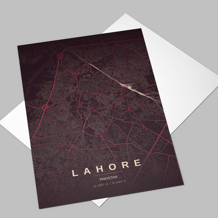 Lahore Map Art Print - Alternative Angle View
