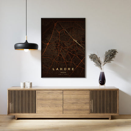 Lahore Map Art Print - Lifestyle Room Setting