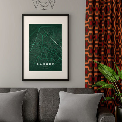 Lahore Map Art Print - Close Up Detail View