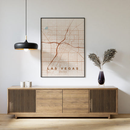 Las Vegas Map Art Print - Alternative Angle View