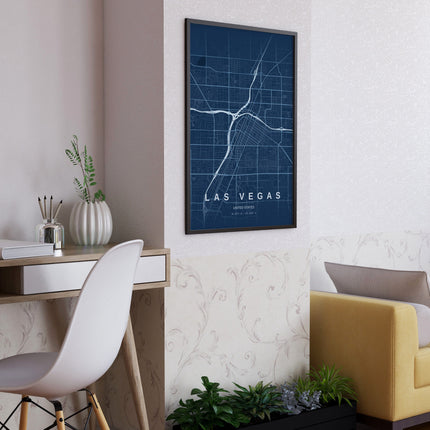 Las Vegas Map Art Print - Close Up Detail View