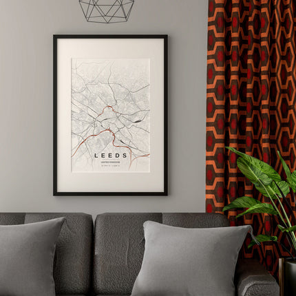 Leeds Map Art Print - Lifestyle Room Setting