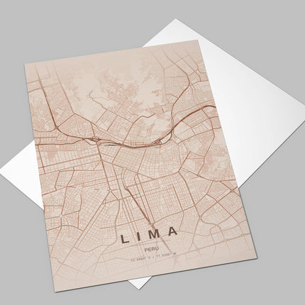 Lima Map Art Print - Close Up Detail View