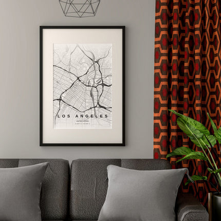 Los Angeles Map Art Print - Close Up Detail View