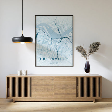 Louisville Map Art Print - Alternative Angle View