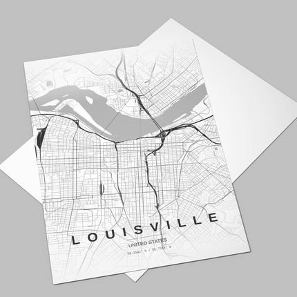 Louisville Map Art Print - Close Up Detail View
