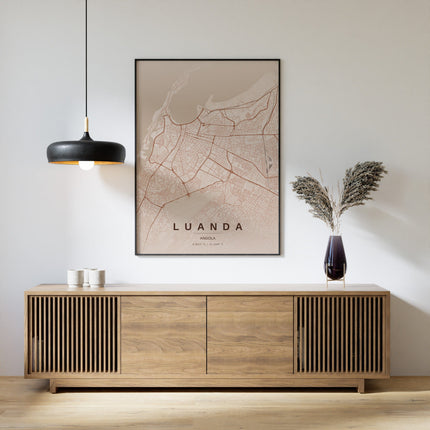 Luanda Map Art Print - Close Up Detail View