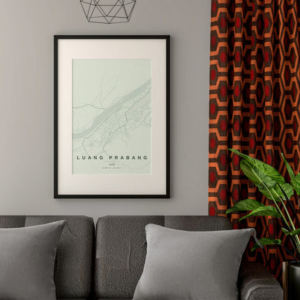 Luang Prabang Map Art Print - Alternative Angle View
