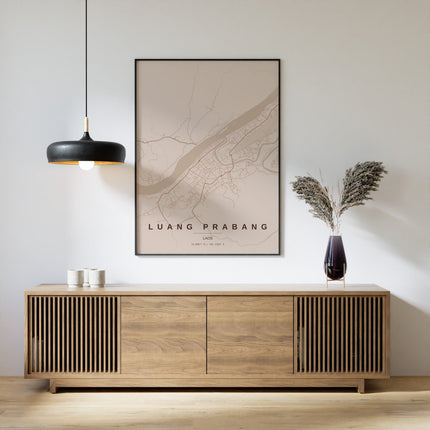 Luang Prabang Map Art Print - Lifestyle Room Setting