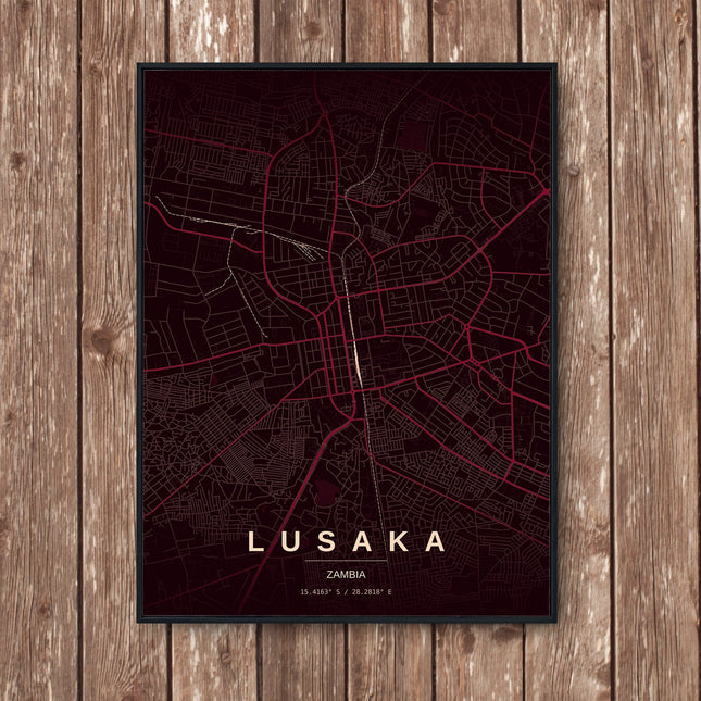 Lusaka Map Art Print - Wall Print | Personalised Gift