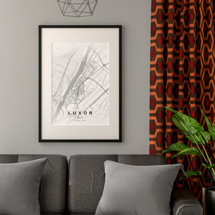 Luxor Map Art Print - Close Up Detail View
