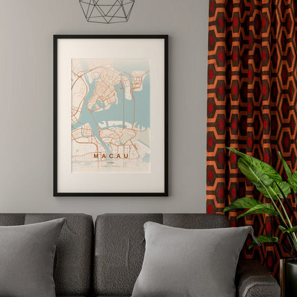 Macau Map Art Print - Alternative Angle View