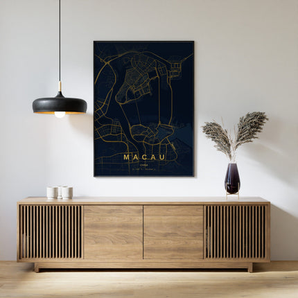 Macau Map Art Print - Lifestyle Room Setting
