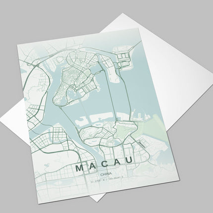 Macau Map Art Print - Close Up Detail View