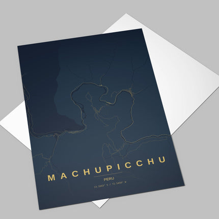 Machu Picchu Map Art Print - Alternative Angle View