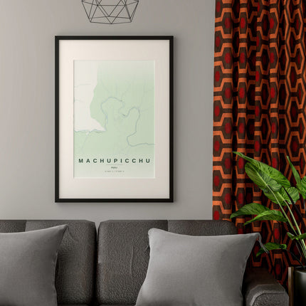 Machu Picchu Map Art Print - Lifestyle Room Setting