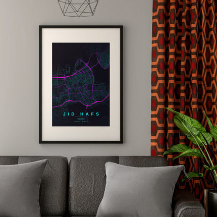 Manama Map Art Print - Lifestyle Room Setting