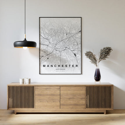 Manchester Map Art Print - Close Up Detail View