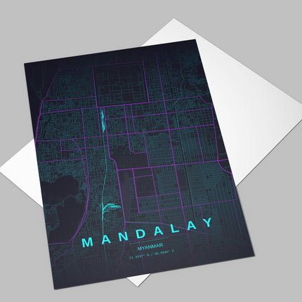 Mandalay Map Art Print - Alternative Angle View