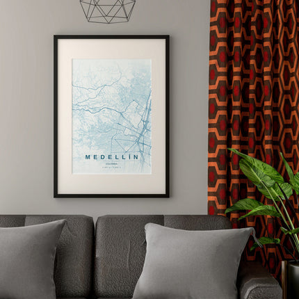 Medellín Map Art Print - Alternative Angle View
