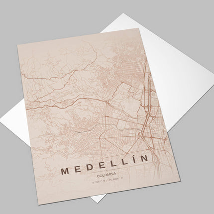 Medellín Map Art Print - Close Up Detail View