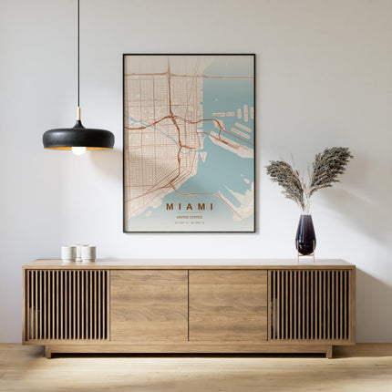 Miami Map Art Print - Alternative Angle View