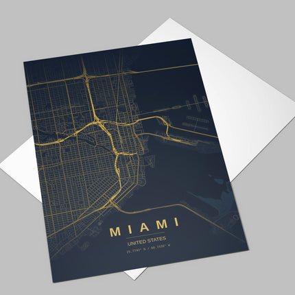 Miami Map Art Print - Lifestyle Room Setting
