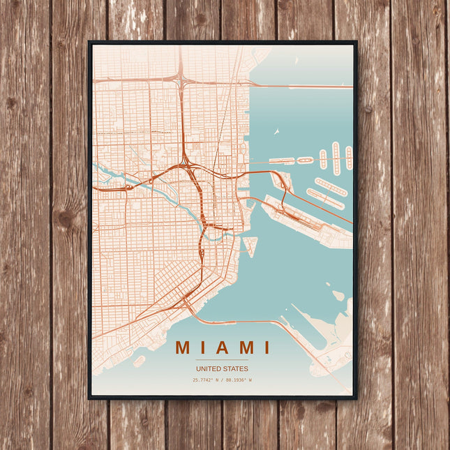 Miami Map Art Print - Wall Print | Personalised Gift