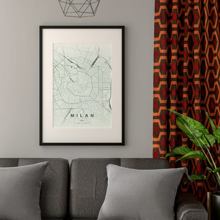 Milan Map Art Print - Alternative Angle View
