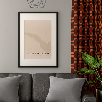Milford Sound Map Art Print - Close Up Detail View