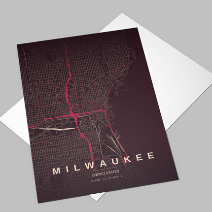 Milwaukee Map Art Print - Alternative Angle View