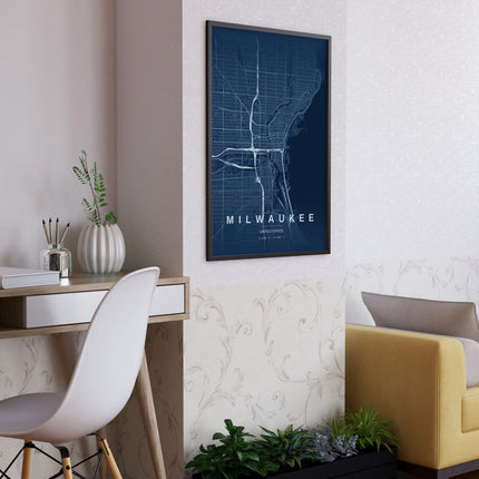 Milwaukee Map Art Print - Close Up Detail View