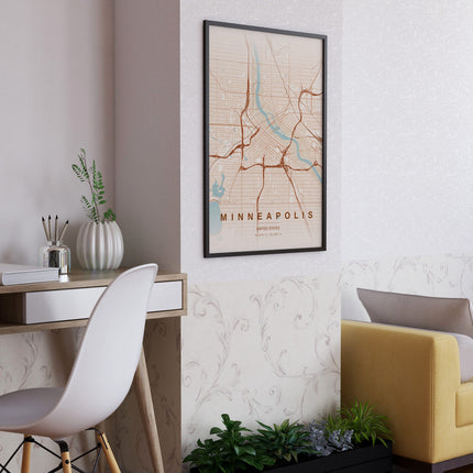 Minneapolis Map Art Print - Alternative Angle View