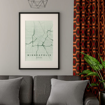 Minneapolis Map Art Print - Alternative Angle View