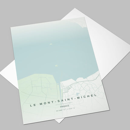 Mont Saint-Michel Map Art Print - Lifestyle Room Setting