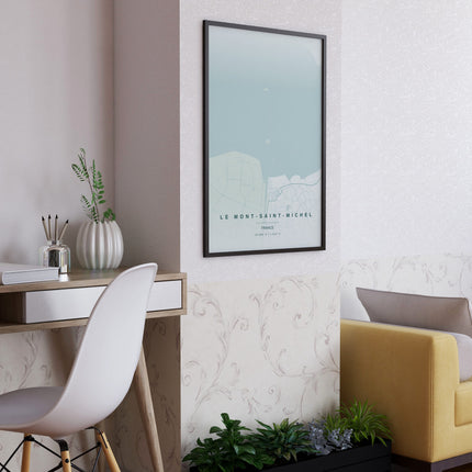 Mont Saint-Michel Map Art Print - Close Up Detail View