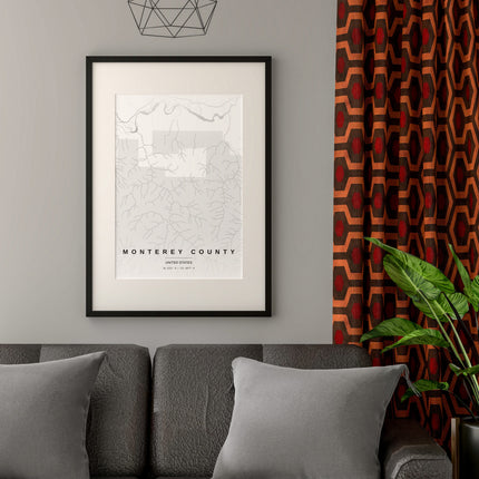 Monterey Map Art Print - Close Up Detail View